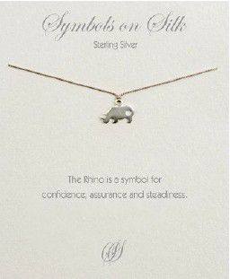NECKLACE RHINO ON SILK