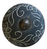 KNOB ROUND CHARCOAL FLORAL