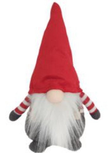XMAS GNOME RED/STRIPED ROUND 30CM