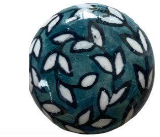 KNOB HANDPAINTED LEAVES TEAL