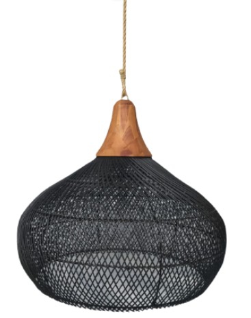LIGHT PENDANT RATTAN CARIBIA BLACK 72x72x63