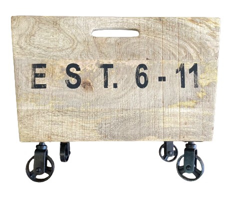 BOX ON WHEELS WOOD 'EST6-11' NAT 49X37X37