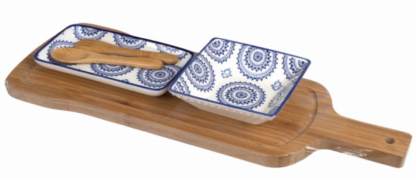 WOODEN PLATTER SQ&RECT BL&WH