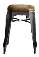 STOOL IRON/LEATHER 34X34X52