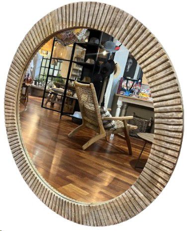 MIRROR ROUND MANGO RIBBED 110CM DIA