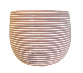 POT CERAMIC PINSTRIPE PINK