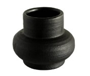 VASE SMALL BLACK CERAMIC BUBBLE HALF POT
