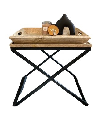 TABLE SIDE WOODEN WITH TRAY 55X45X53
