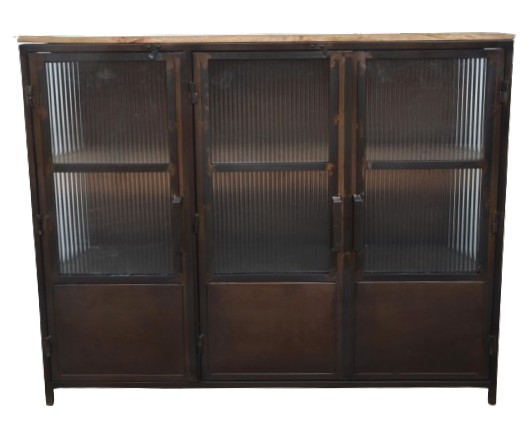 CABINET IRON/GLASS BLACK 122X31X98