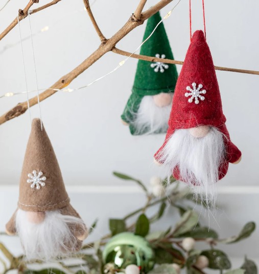 XMAS GNOMES HANGING BOX OF 3 10X5CM
