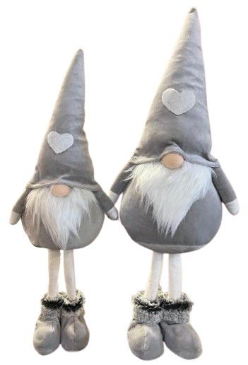 XMAS GNOME STANDING GREY/VELVET LARGE 62X20