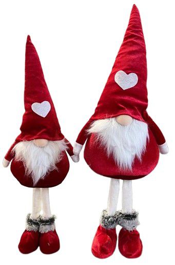 XMAS GNOME STANDING RED VELVET LARGE 62X20
