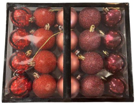 XMAS BALLS RED/PINK 20 PCS 5CM DIA