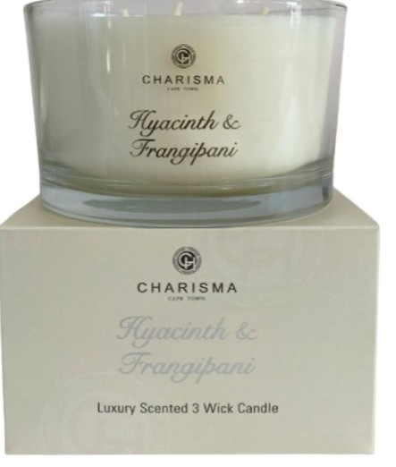 CANDLE C 3 WICK HYACINTH & FRANGIPANI