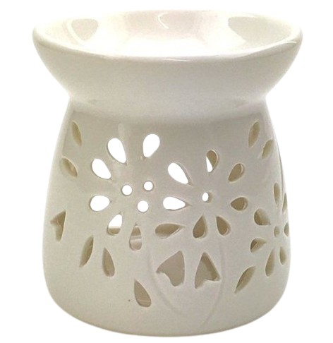 BURNER OIL CERAMIC FLOWER WHITE