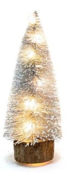 XMAS TREE WOOD BOTTOM SILVER LED 30CM
