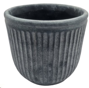 POT CEMENT STRIPE CHARCOAL