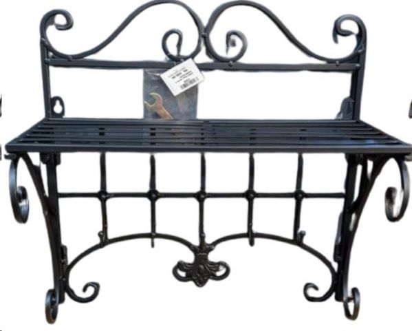 WALL SHELF WITH 5 HOOKS BLACK