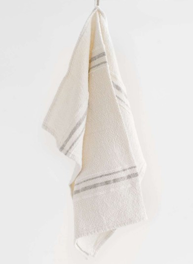 TOWEL SMALL COUNTRY GREY W/STRIPES