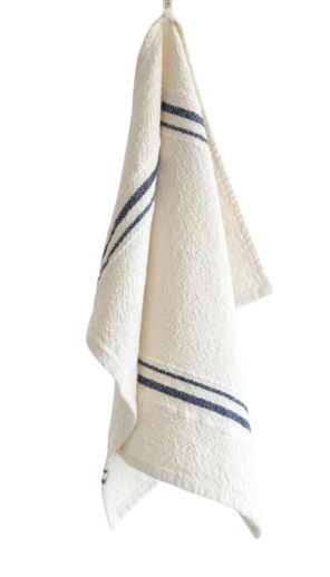 TOWEL SMALL COUNTRY NAT W/NAVY STRIPES