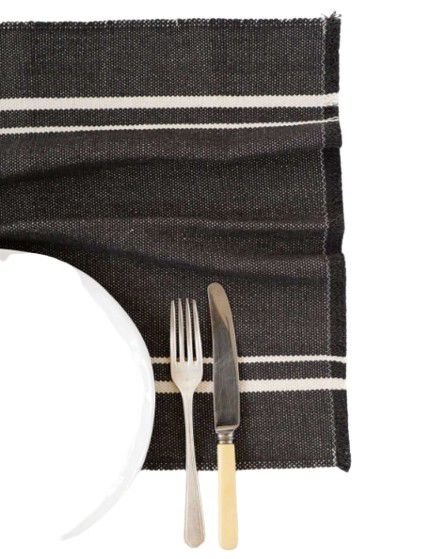 PLACEMAT CONTEMPORARY CHARCOAL W/NATURAL STRIPES
