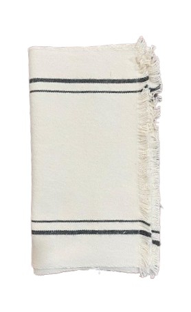 TABLE RUNNER COUNTRY CHARCOAL W/STRIPES 1.8M