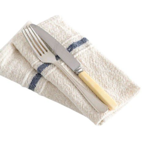 NAPKIN COUNTRY VARIEGATED NATURAL W/NAVY STRIPES