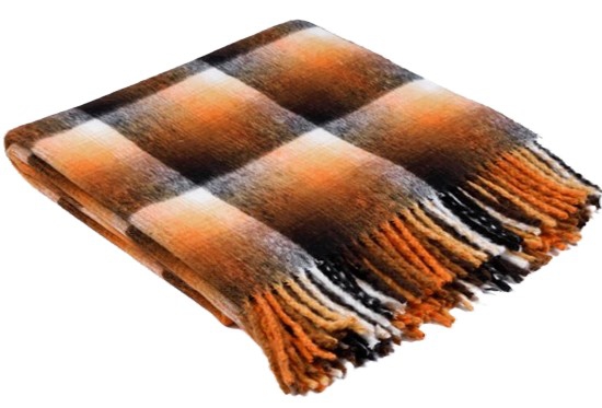 THROW TOP CHECK BROWN AMBER 150X160