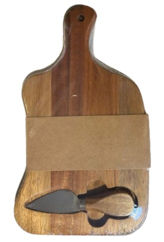 WOODEN BOARD W/ CHEESE KNIFE