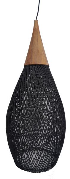 LIGHT PENDANT RATTAN CARMELLA BLACK L 88X37 DIA