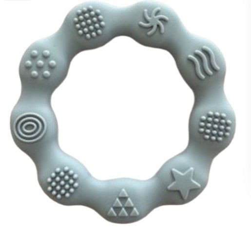 BABY TEETHER RING SILICONE GREY