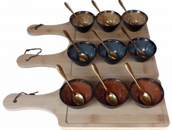PLATTER BOARD W/BOWLS & SPOONS ASSORTED