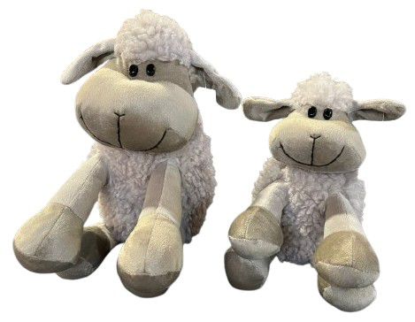 TOY LAMB SITTING LARGE GREY 30CM
