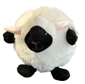 TOY LAMB ROUND BLACK & WHITE 15CM