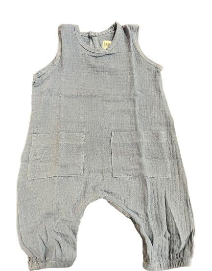 BABY ROMPER MUSLIN FRENCH BLUE 3-6M