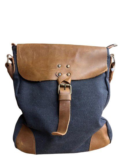 BAG CANVAS/LEATHER DETAILS BLACK
