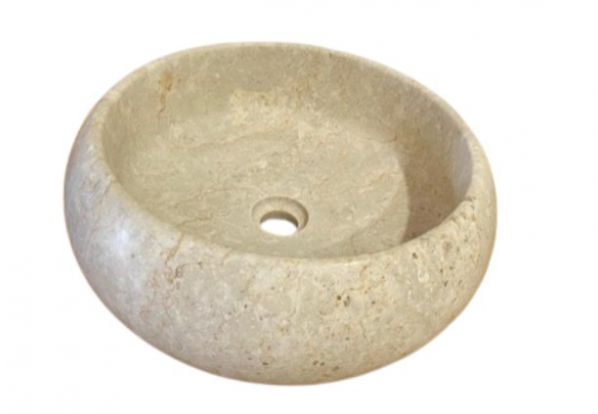 BASIN MARBLE WHITE RD ROSE 43 DIAx15CM H