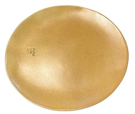 PLATE LARGE CERAMIC REVERSE LACE MUSTARD 40CM
