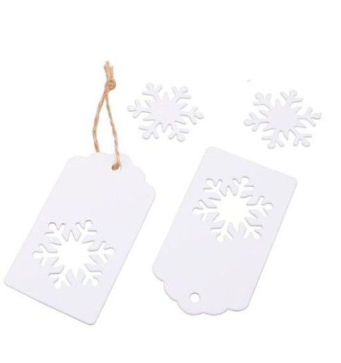GIFT TAG CHRISTMAS SNOWFLAKE WHITE
