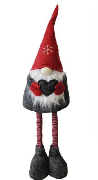 GNOME BOY WITH GREY HEART & EXTENDABLE LEGS 72CM