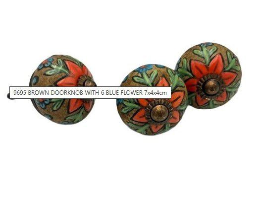 KNOB FLOWER BROWN WITH BLUE