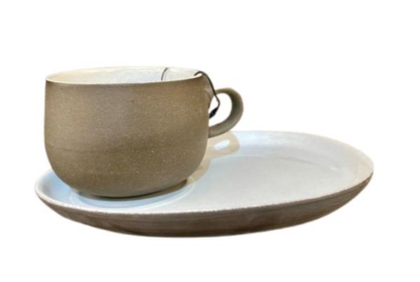 PLATE SAUCER AND CUP GREEN EARTH SNACK