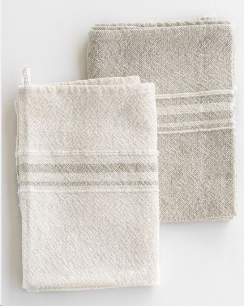 TOWEL SMALL CONTEMP INVERSE STONE W/NAT STRIPES