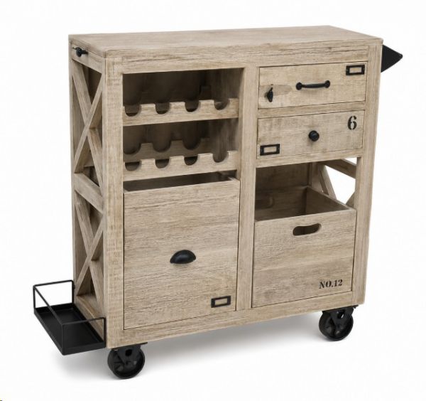 WINE SERVER TROLLY MANGO WOOD