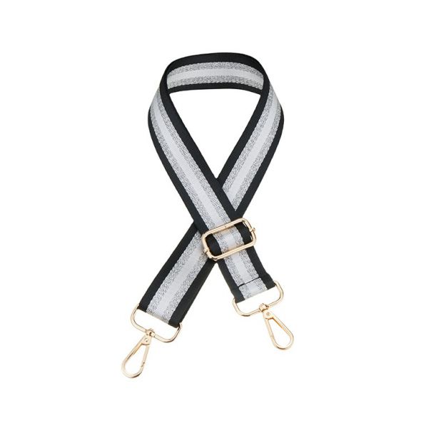 STRAP BAG STRIPE METALLIC BLACK & SILVER
