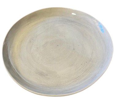 WONKI SIDE PLATE PLAIN JAPANESE W/GREY 20CM