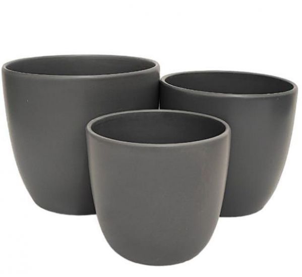 PLANTER ROUND DARK GRAY MATT MEDIUM