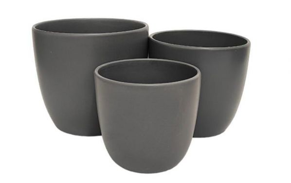 PLANTER ROUND DARK GRAY MATT SMALL