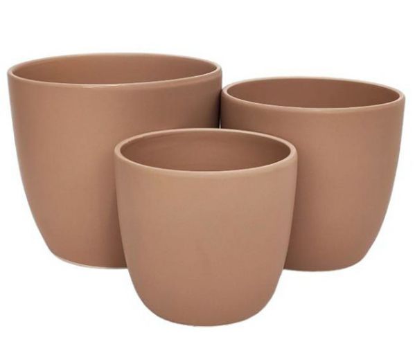 PLANTER ROUND TAUPE MATT MEDIUM