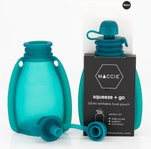 BABY FOOD POUCH SQUEEZE & GO AQUA BLUE